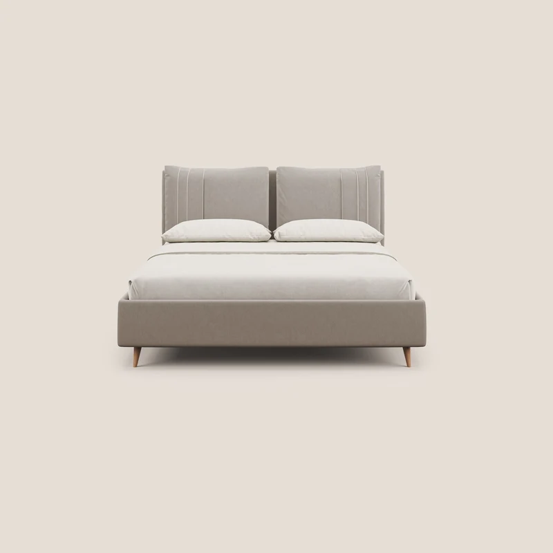 Nathan lit coffre avec coussins réglables et poches en microfibre velours imperméable T09 Taupe tortora
