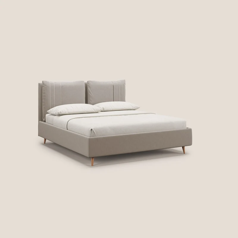 Nathan lit coffre avec coussins réglables et poches en microfibre velours imperméable T09 Taupe tortora