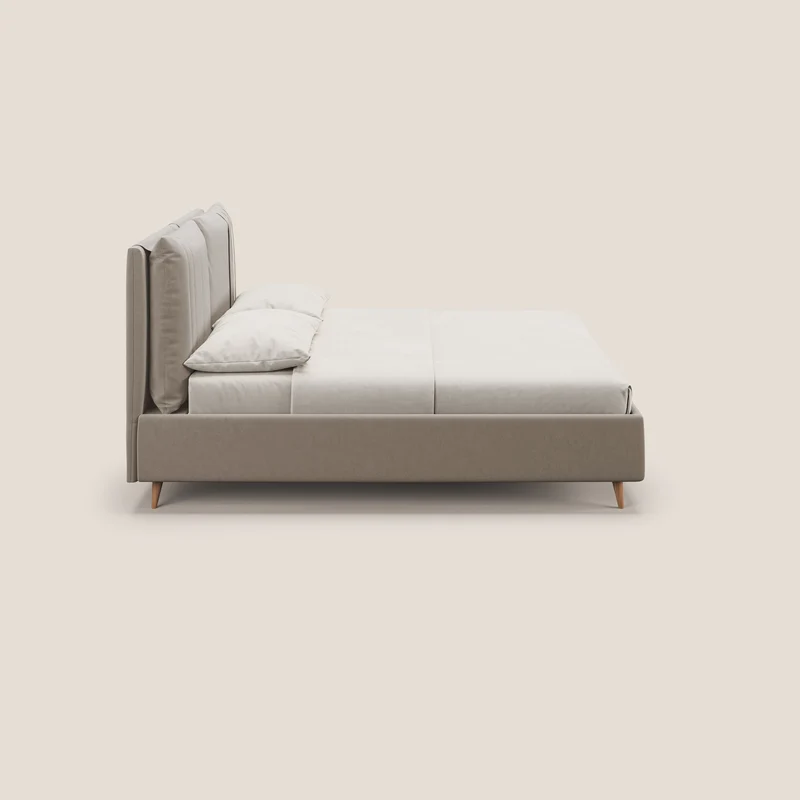 Nathan lit coffre avec coussins réglables et poches en microfibre velours imperméable T09 Taupe tortora