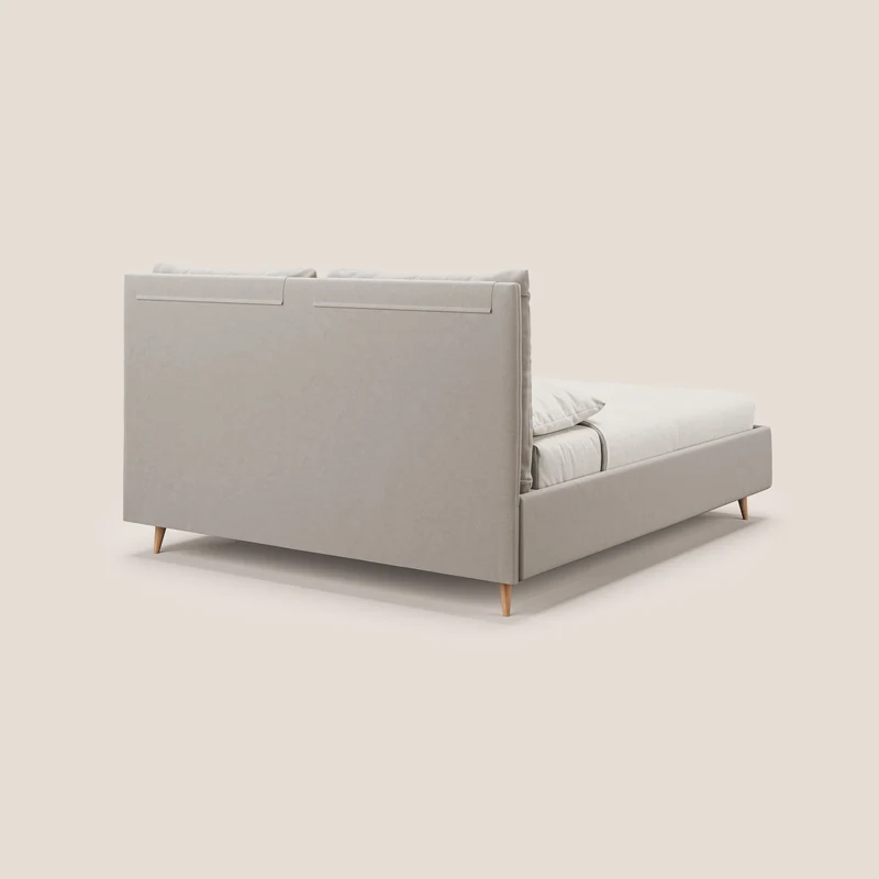 Nathan lit coffre avec coussins réglables et poches en microfibre velours imperméable T09 Taupe tortora