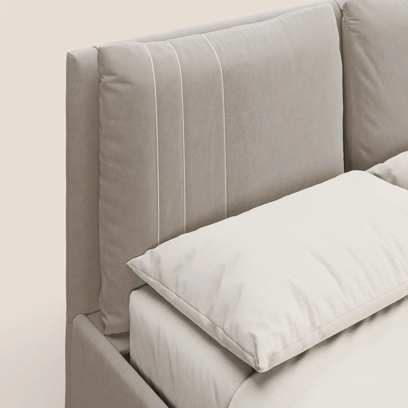 Nathan lit coffre avec coussins réglables et poches en microfibre velours imperméable T09 Taupe tortora