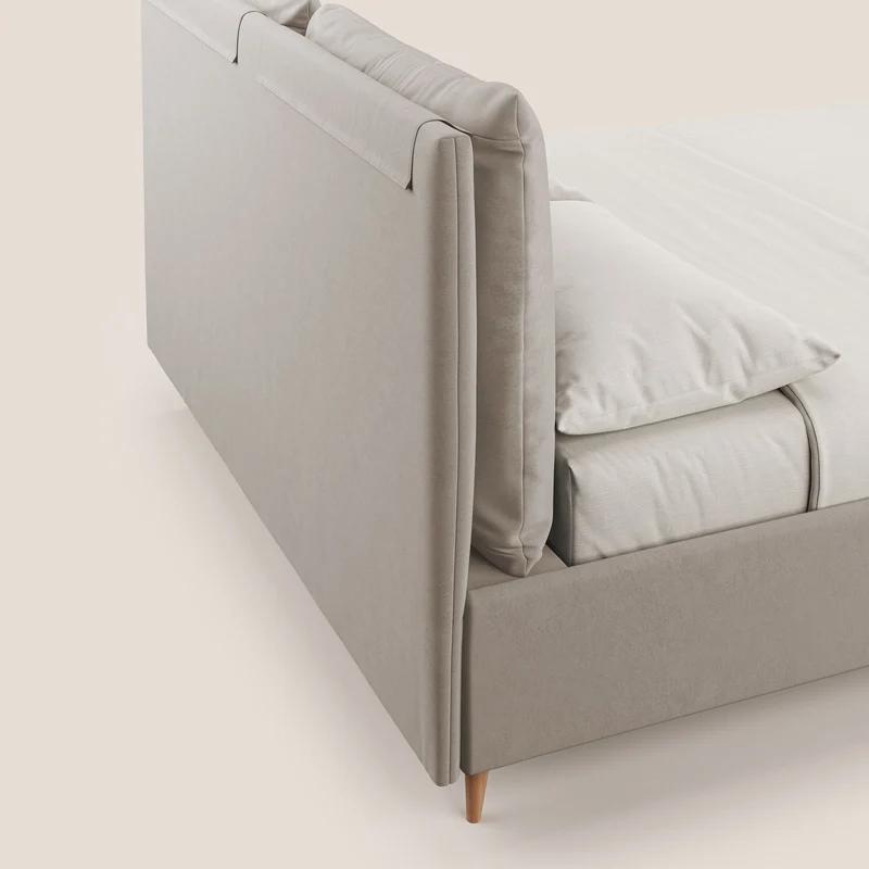 Nathan lit coffre avec coussins réglables et poches en microfibre velours imperméable T09 Taupe tortora