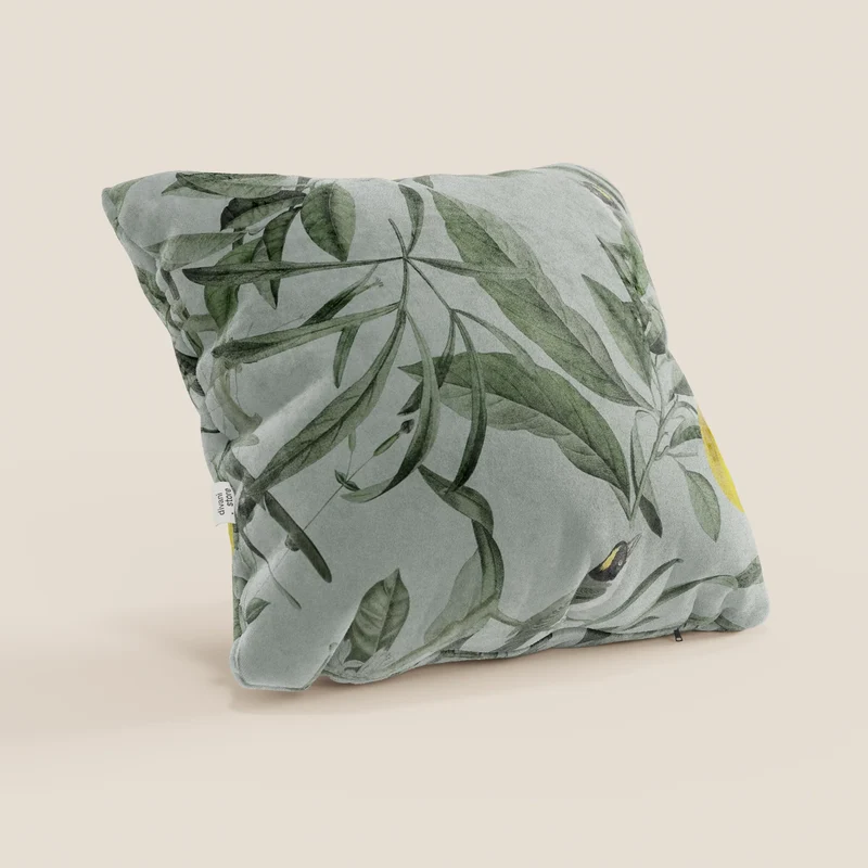 Lemon collection élégante de coussins à motifs en velours imperméable vert
