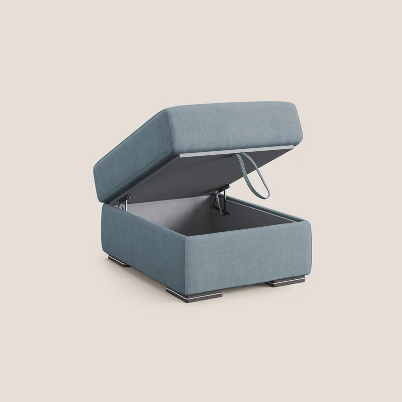 Sun pouf coffre en tissu imperméable T02 bleu pastel