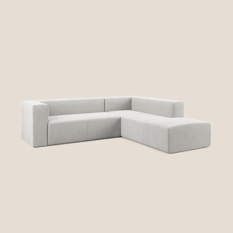 Nettuno canapé d'angle modulable en bouclette douce T07 gris