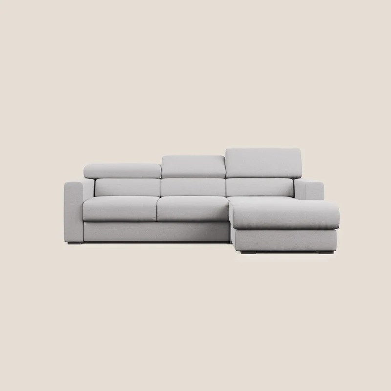 Canapé d'angle Dylan avec tiroir extractible en tissu flammé simili coton imperméable T19 gris