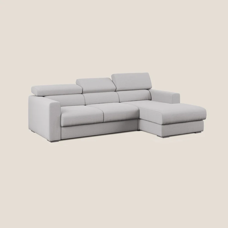 Canapé d'angle Dylan avec tiroir extractible en tissu flammé simili coton imperméable T19 gris