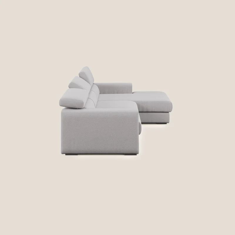Canapé d'angle Dylan avec tiroir extractible en tissu flammé simili coton imperméable T19 gris