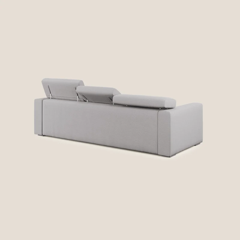 Canapé d'angle Dylan avec tiroir extractible en tissu flammé simili coton imperméable T19 gris