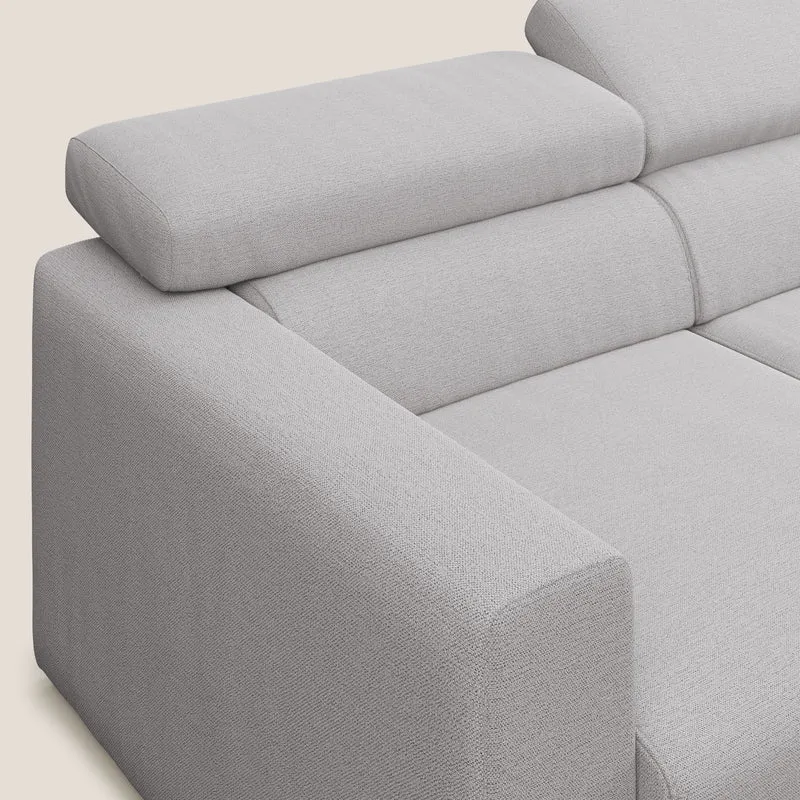 Canapé d'angle Dylan avec tiroir extractible en tissu flammé simili coton imperméable T19 gris