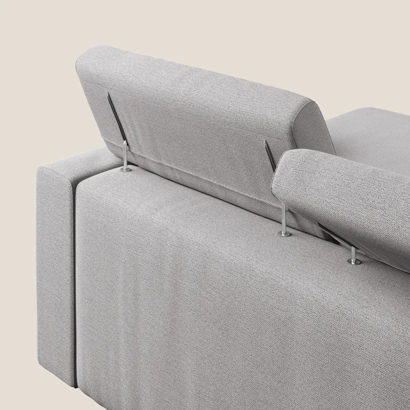 Canapé d'angle Dylan avec tiroir extractible en tissu flammé simili coton imperméable T19 gris