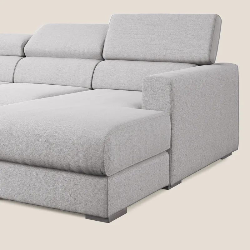 Canapé d'angle Dylan avec tiroir extractible en tissu flammé simili coton imperméable T19 gris
