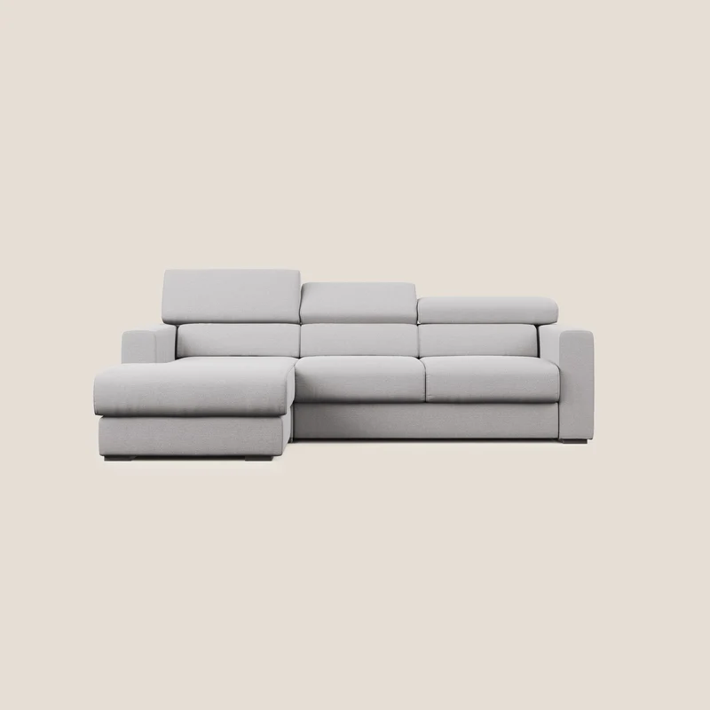 Canapé d'angle Dylan avec tiroir extractible en tissu flammé simili coton imperméable T19 gris