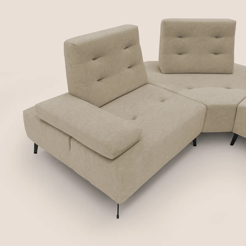 Lugano Canapé d'angle avec dossiers coulissants en velours doux T09 beige