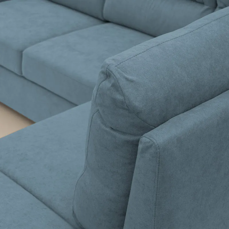 Minerva canapé d'angle avec angle et pouf extractible en tissu doux imperméable T02 sucre glace