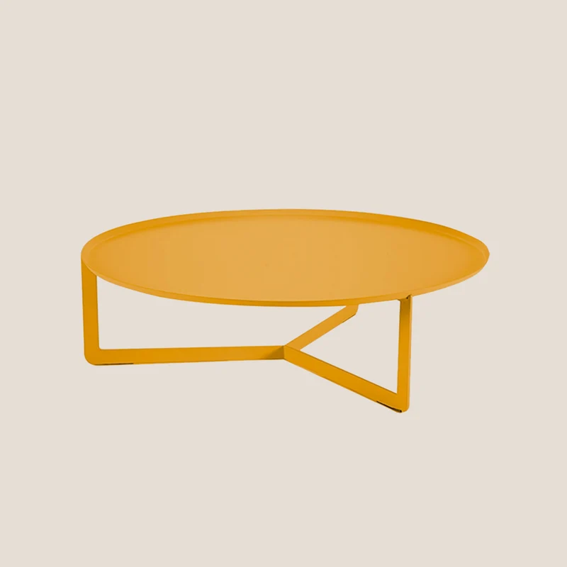 Round Table basse ronde de salon en métal h23 cm jaune