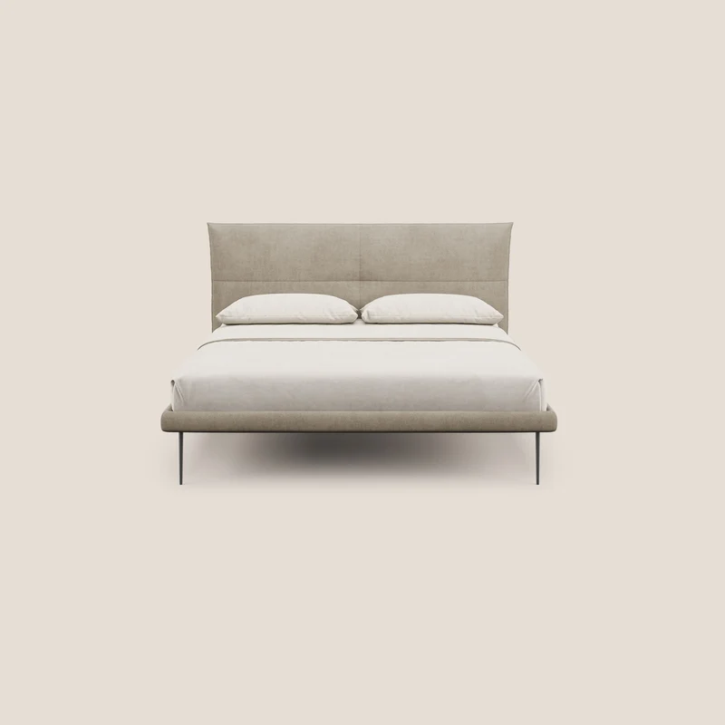 Akiko lit rembourré avec pieds hauts en métal en tissu imperméable T02 beige