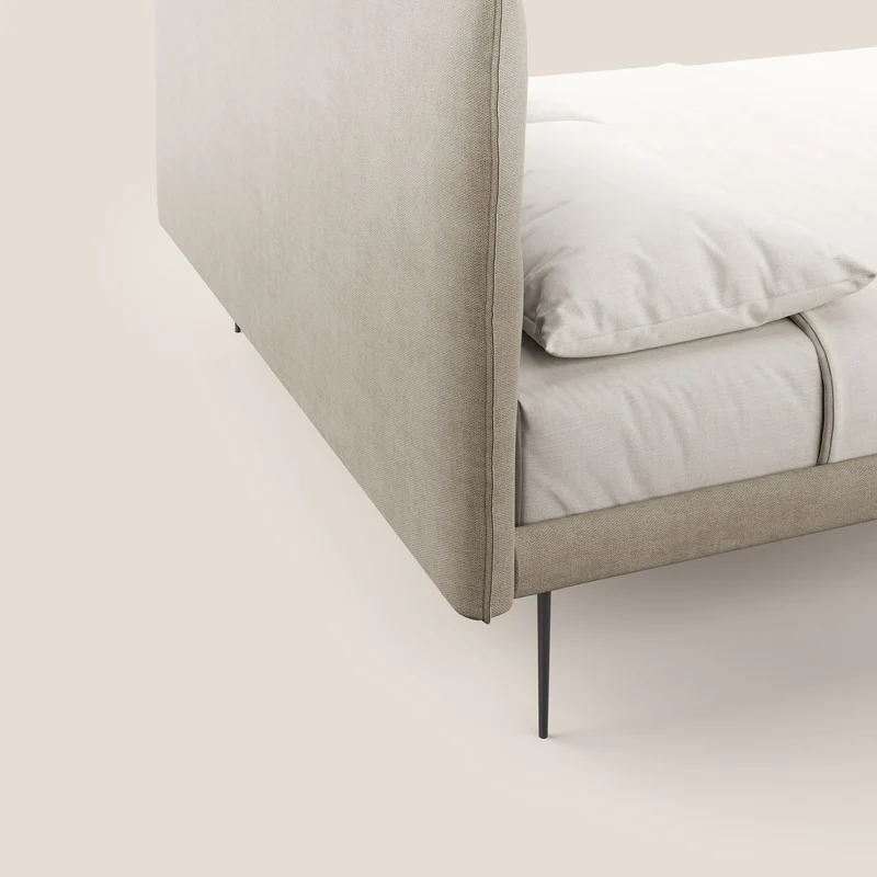Akiko lit rembourré avec pieds hauts en métal en tissu imperméable T02 beige