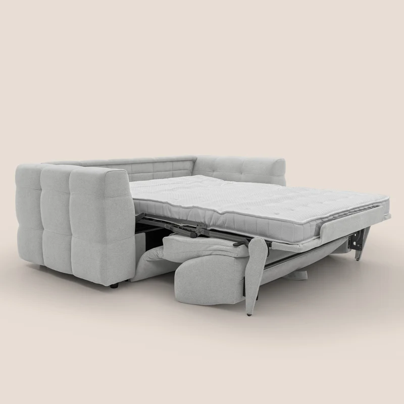 Tender Canapé convertible avec matelas H14 cm en bouclette imperméable T07 gris