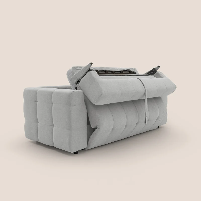Tender Canapé convertible avec matelas H14 cm en bouclette imperméable T07 gris