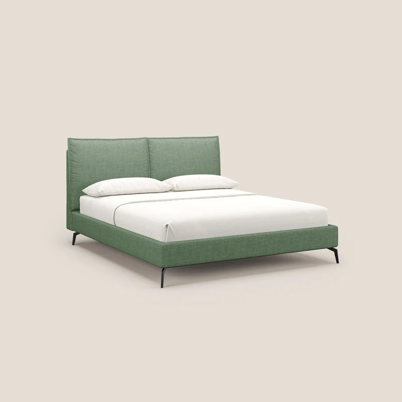 Cloe lit rembourré avec pieds en métal déhoussable en tissu imperméable T06 vert