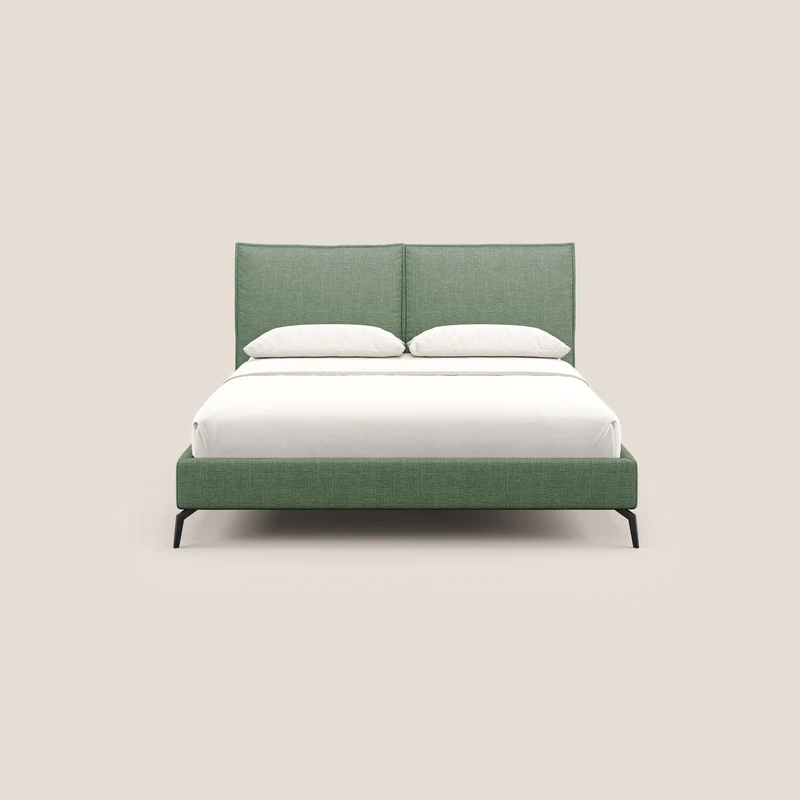 Cloe lit rembourré avec pieds en métal déhoussable en tissu imperméable T06 vert