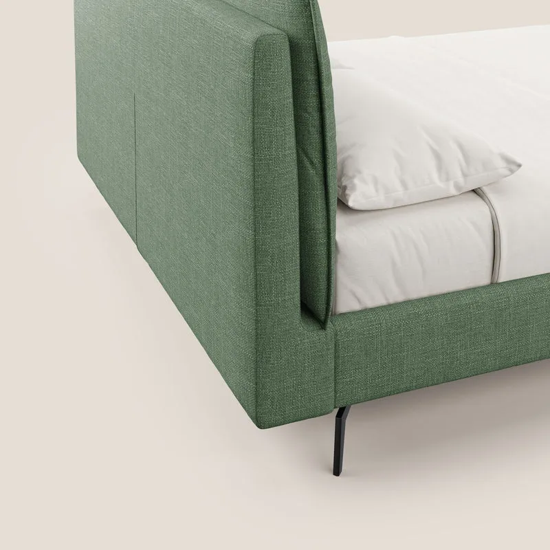 Cloe lit rembourré avec pieds en métal déhoussable en tissu imperméable T06 vert