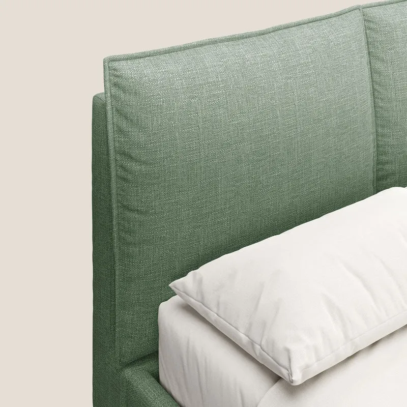 Cloe lit rembourré avec pieds en métal déhoussable en tissu imperméable T06 vert