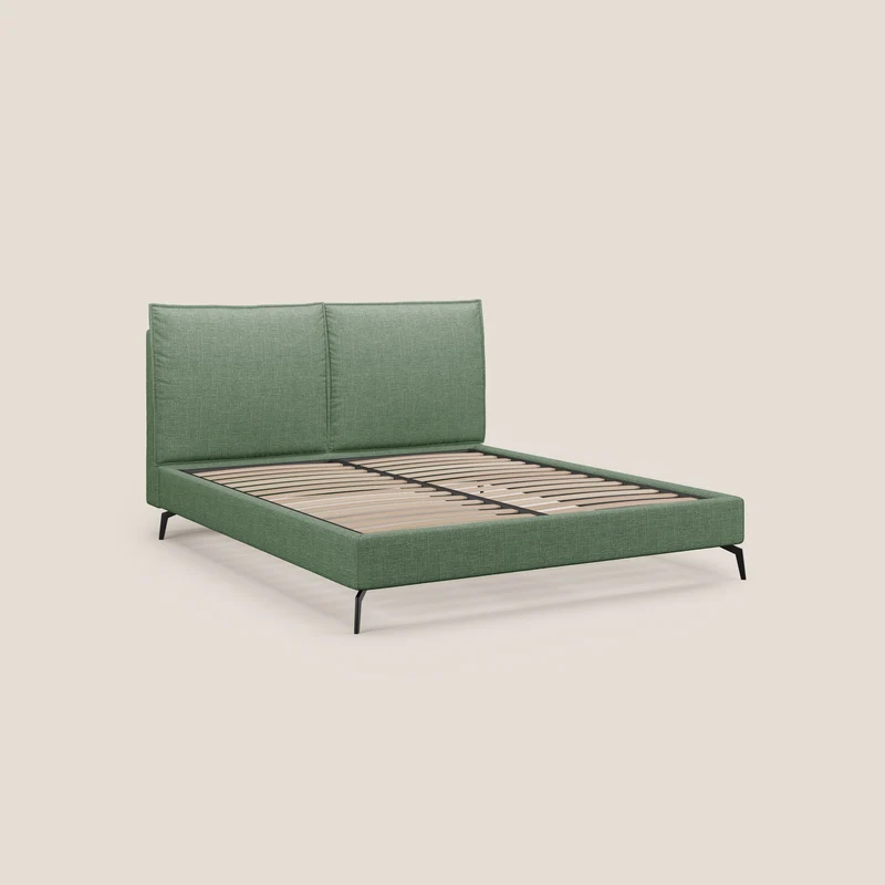 Cloe lit rembourré avec pieds en métal déhoussable en tissu imperméable T06 vert