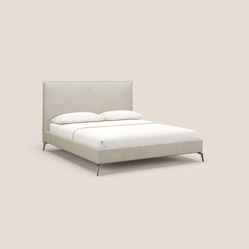 Iris lit rembourré déhoussable avec pieds noirs en tissu imperméable T02 crème