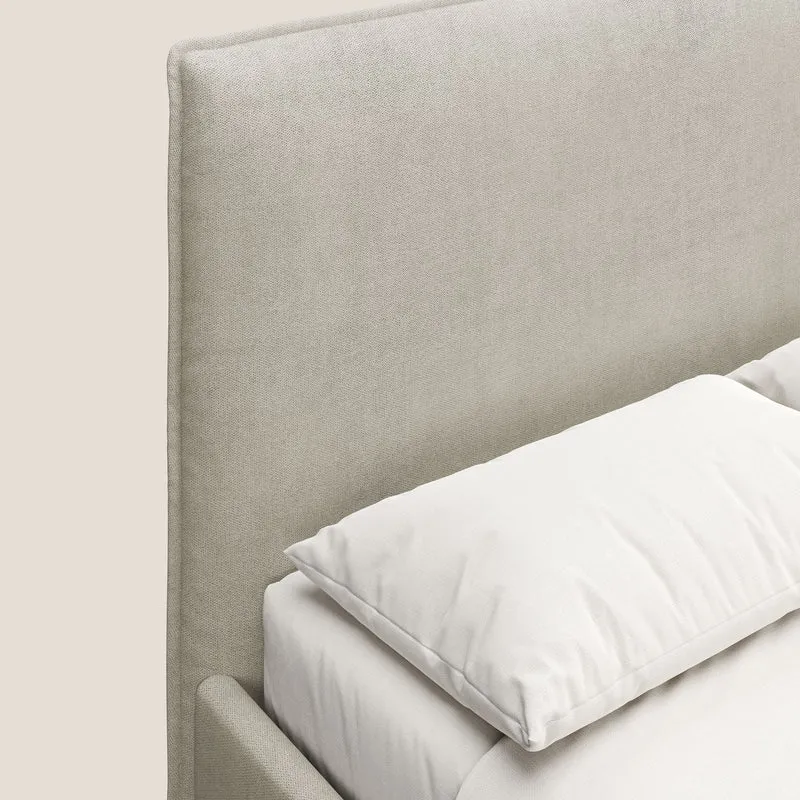 Iris lit rembourré déhoussable avec pieds noirs en tissu imperméable T02 crème