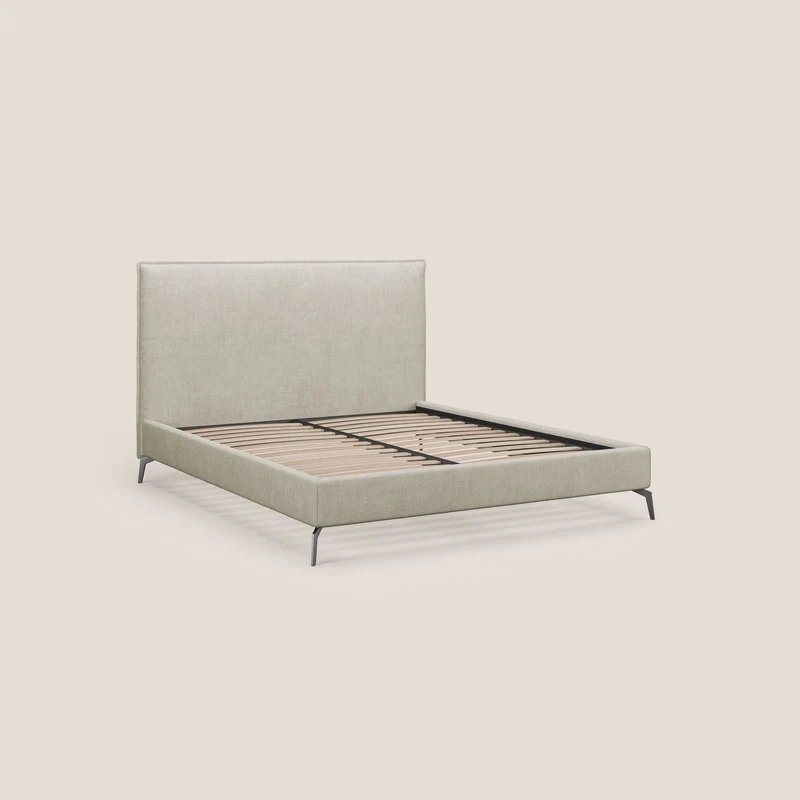 Iris lit rembourré déhoussable avec pieds noirs en tissu imperméable T02 crème