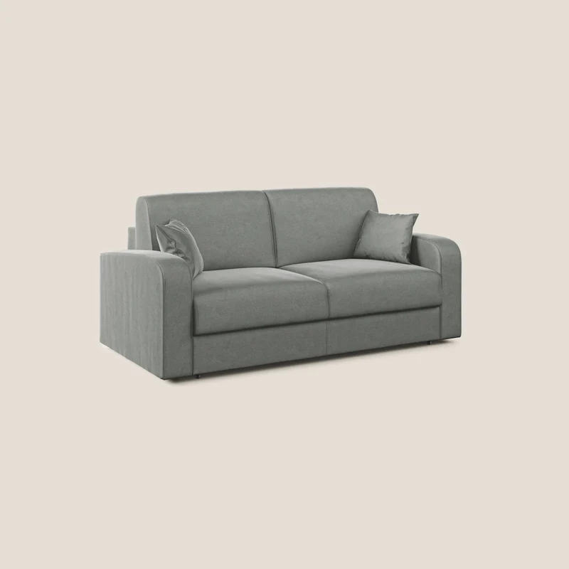 Lebron Canapé-lit double en velours doux T01 gris clair
