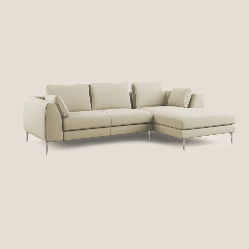 Plano canapé d'angle moderne en microfibre technique détachable T11 crème