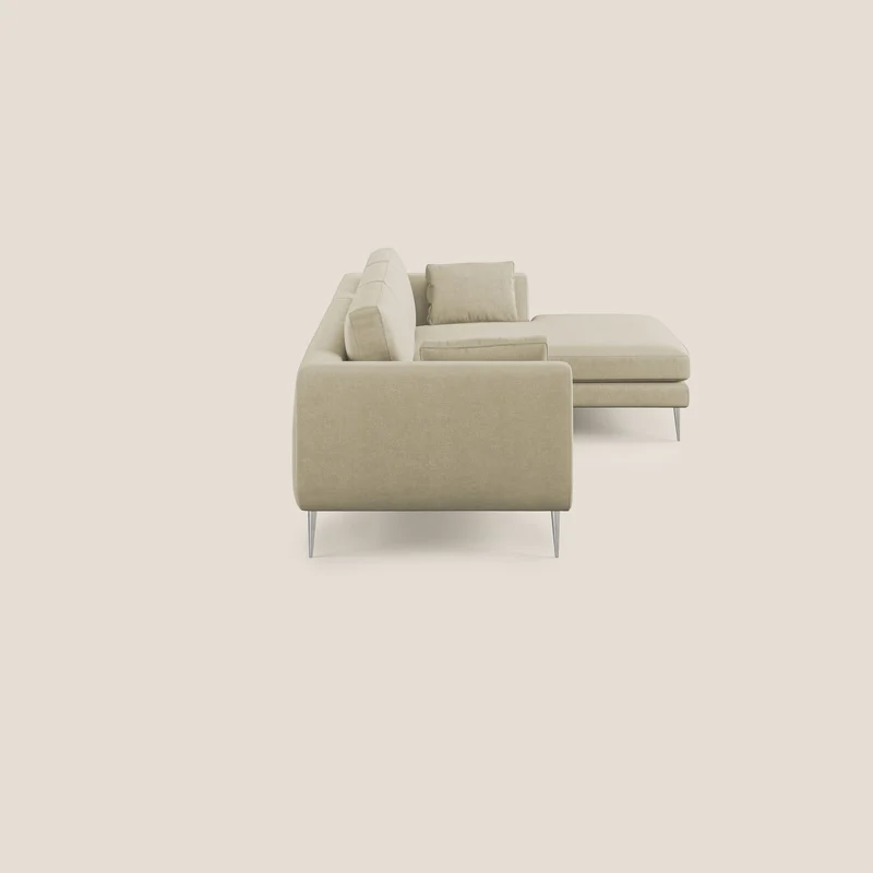 Plano canapé d'angle moderne en microfibre technique détachable T11 crème