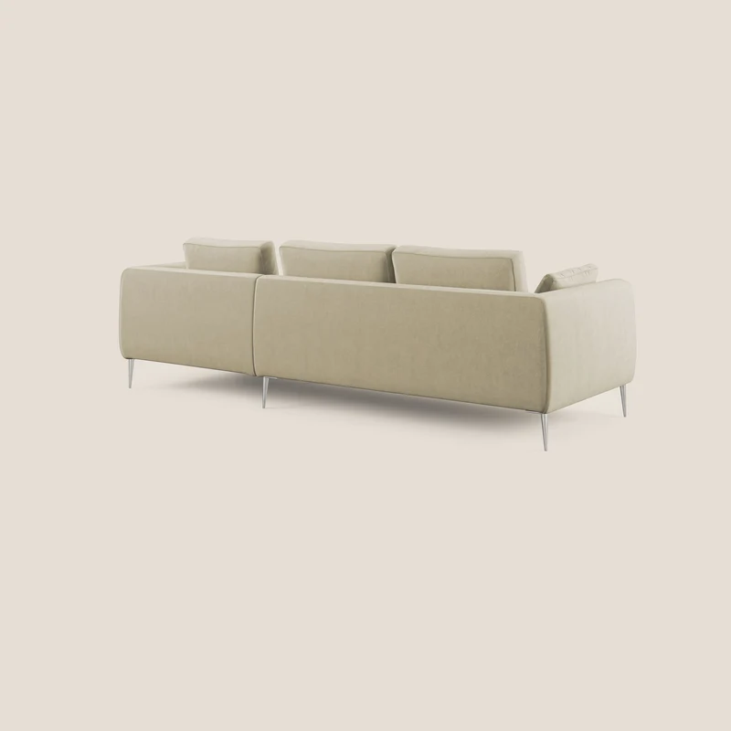 Plano canapé d'angle moderne en microfibre technique détachable T11 crème