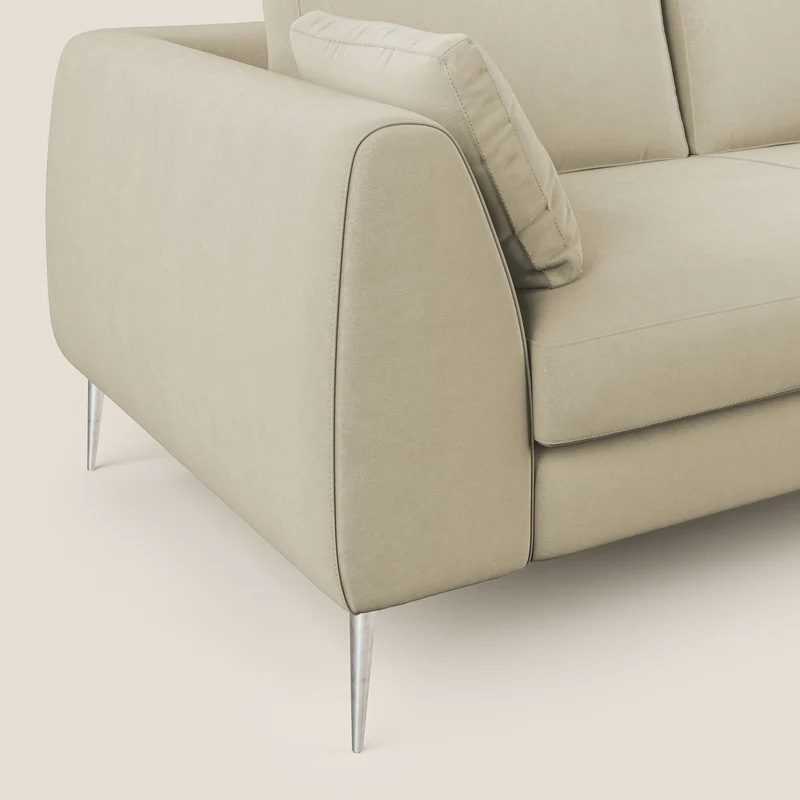 Plano canapé d'angle moderne en microfibre technique détachable T11 crème