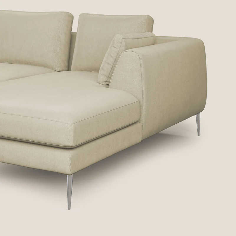 Plano canapé d'angle moderne en microfibre technique détachable T11 crème