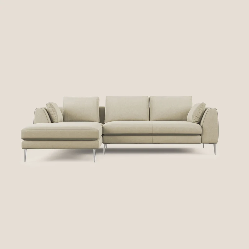 Plano canapé d'angle moderne en microfibre technique détachable T11 crème