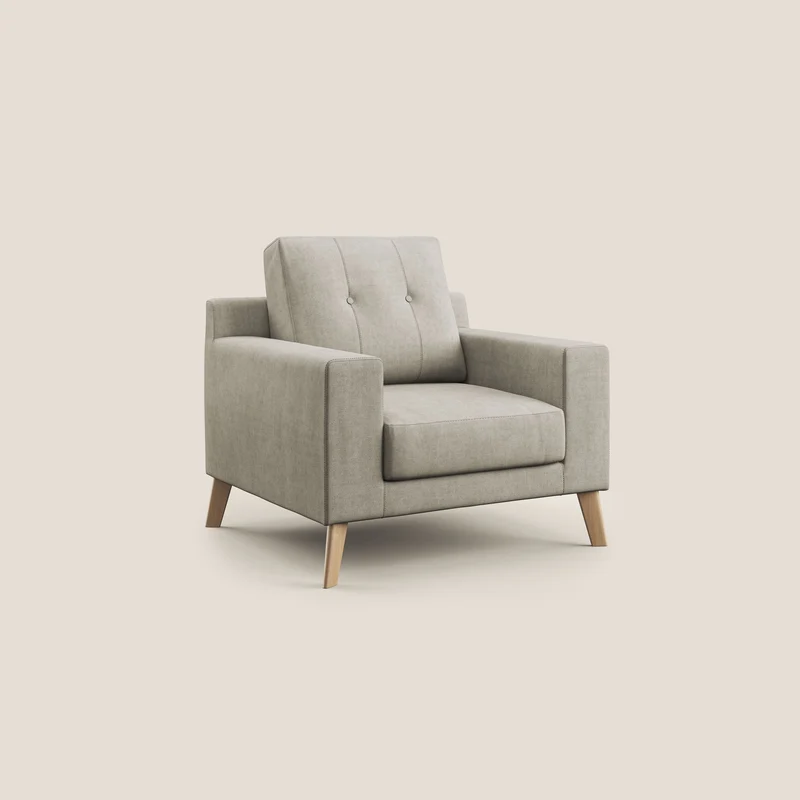 Danish Fauteuil en tissu doux imperméable T02 crème