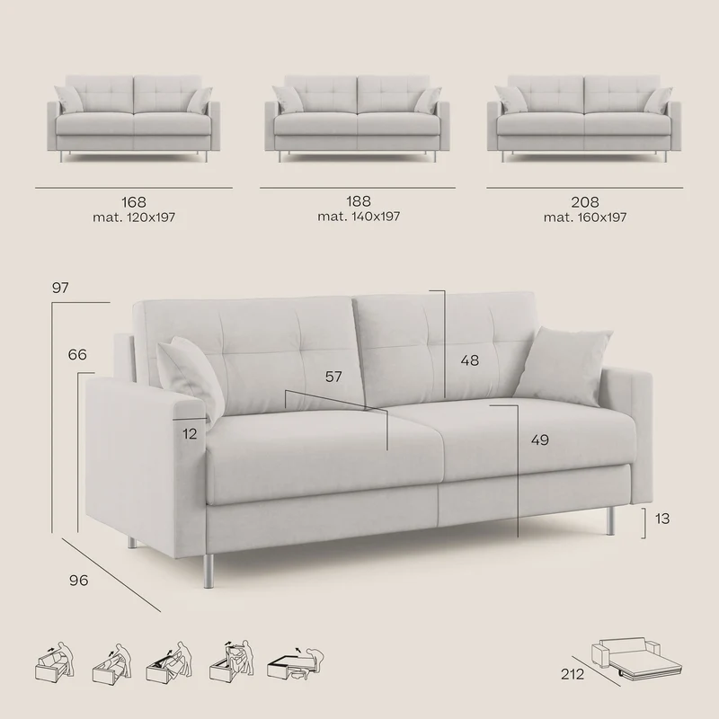 Megan canapé convertible en microfibre détachable T11 jaune