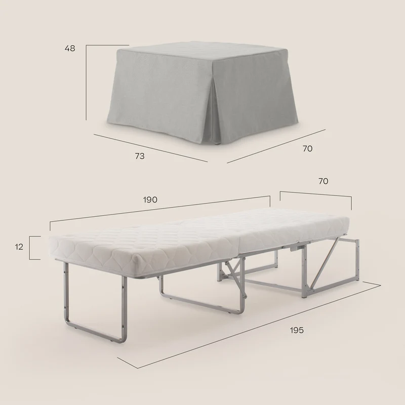 Tip-Top Pouf LIT en tissu imperméable T13 crème