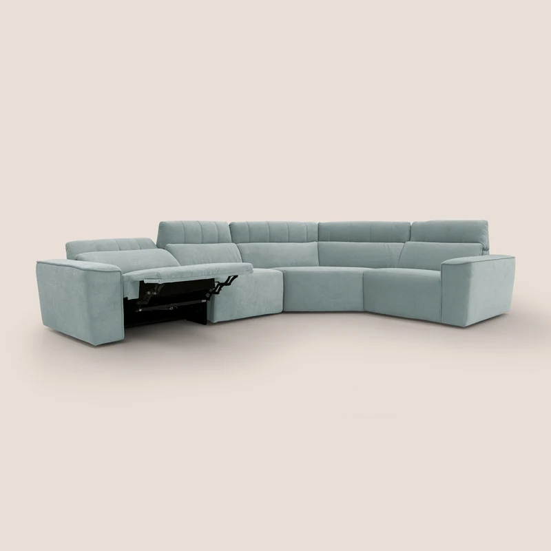 Clark canapé modulable d'angle REVERSIBLE avec option relax électrique en tissu détachable imperméable T17 vert d'eau