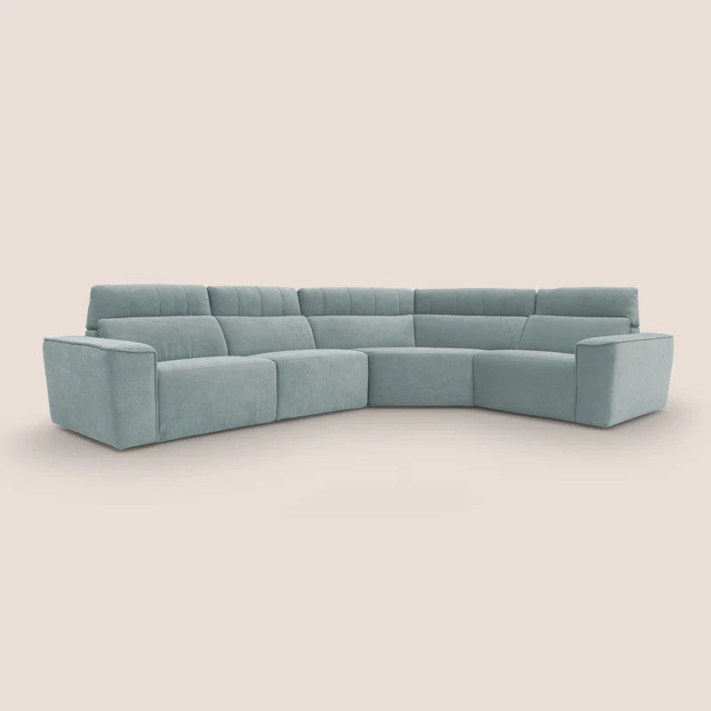 Clark canapé modulable d'angle REVERSIBLE avec option relax électrique en tissu détachable imperméable T17 vert d'eau