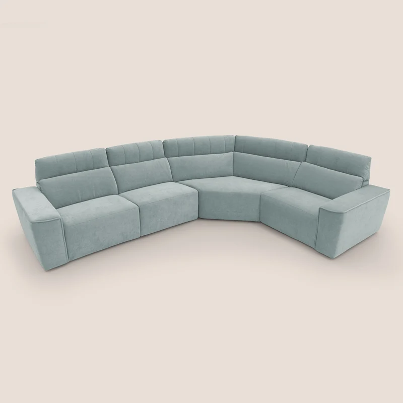Clark canapé modulable d'angle REVERSIBLE avec option relax électrique en tissu détachable imperméable T17 vert d'eau