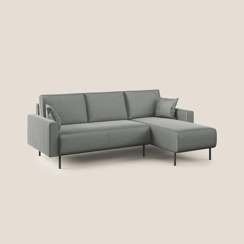 Arthur canapé d'angle moderne en velours doux imperméable T01 gris clair