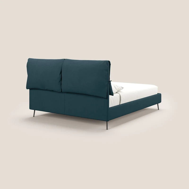 Artemisia lit rembourré avec pieds hauts déhoussable en tissu détachable T17 bleu canard