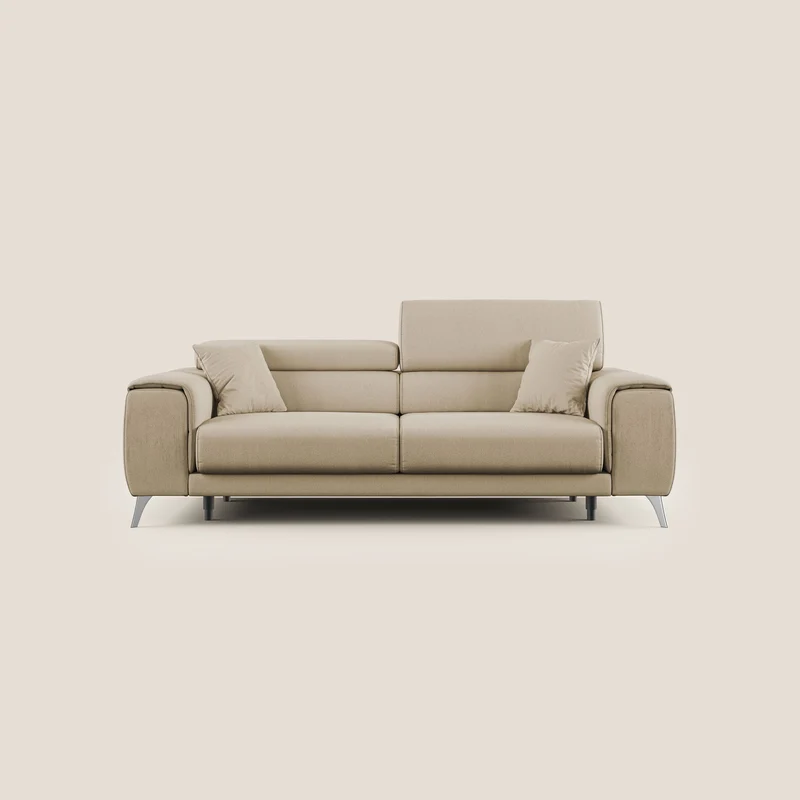Fusion Canapé avec assises coulissantes en tissu doux antitache T05 beige