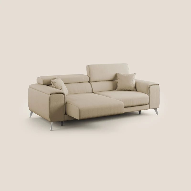 Fusion Canapé avec assises coulissantes en tissu doux antitache T05 beige