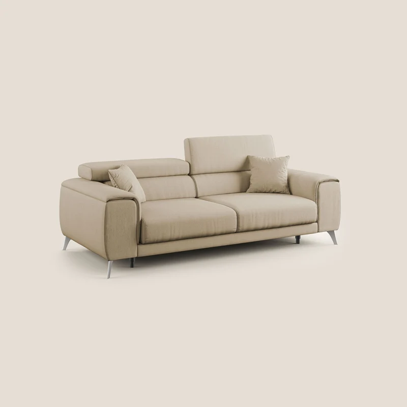 Fusion Canapé avec assises coulissantes en tissu doux antitache T05 beige